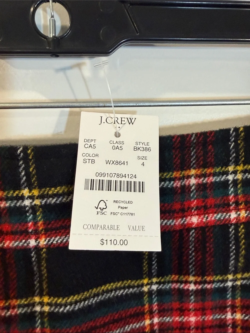 J. Crew Tartan Plaid Wool-Blend A-line Mini Skirt Preppy Holiday Festive NWT 4